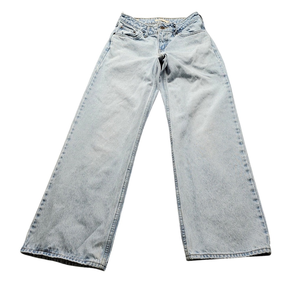Levis Premium Low Loose Jeans Womens 25 Light Wash Blue Denim Wide Leg Relaxed